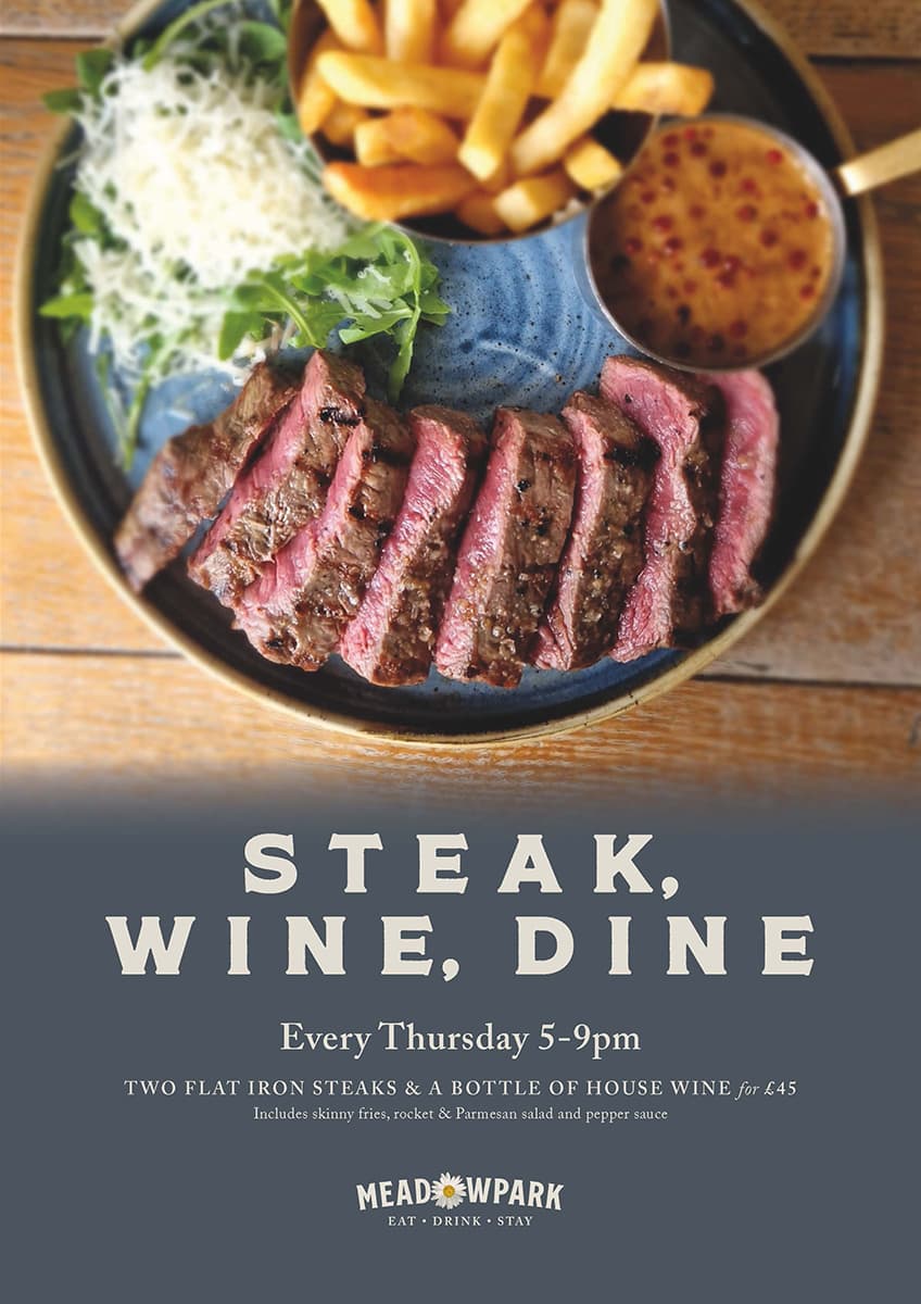Steak, Wine and Dine Deal The Meadowpark Date Night Ideas Bridge of Allan Stirling Uni